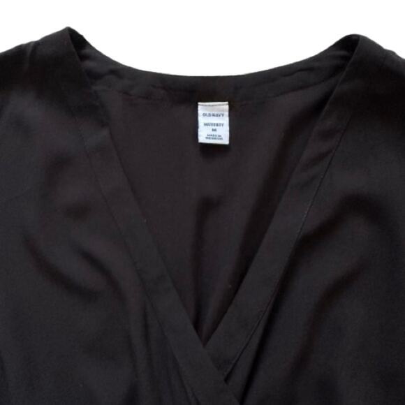 Old Navy Maternity Black V-Neck 3/4 Sleeve Tie Waist Blouse Top Size Medium NEW - Picture 3 of 12
